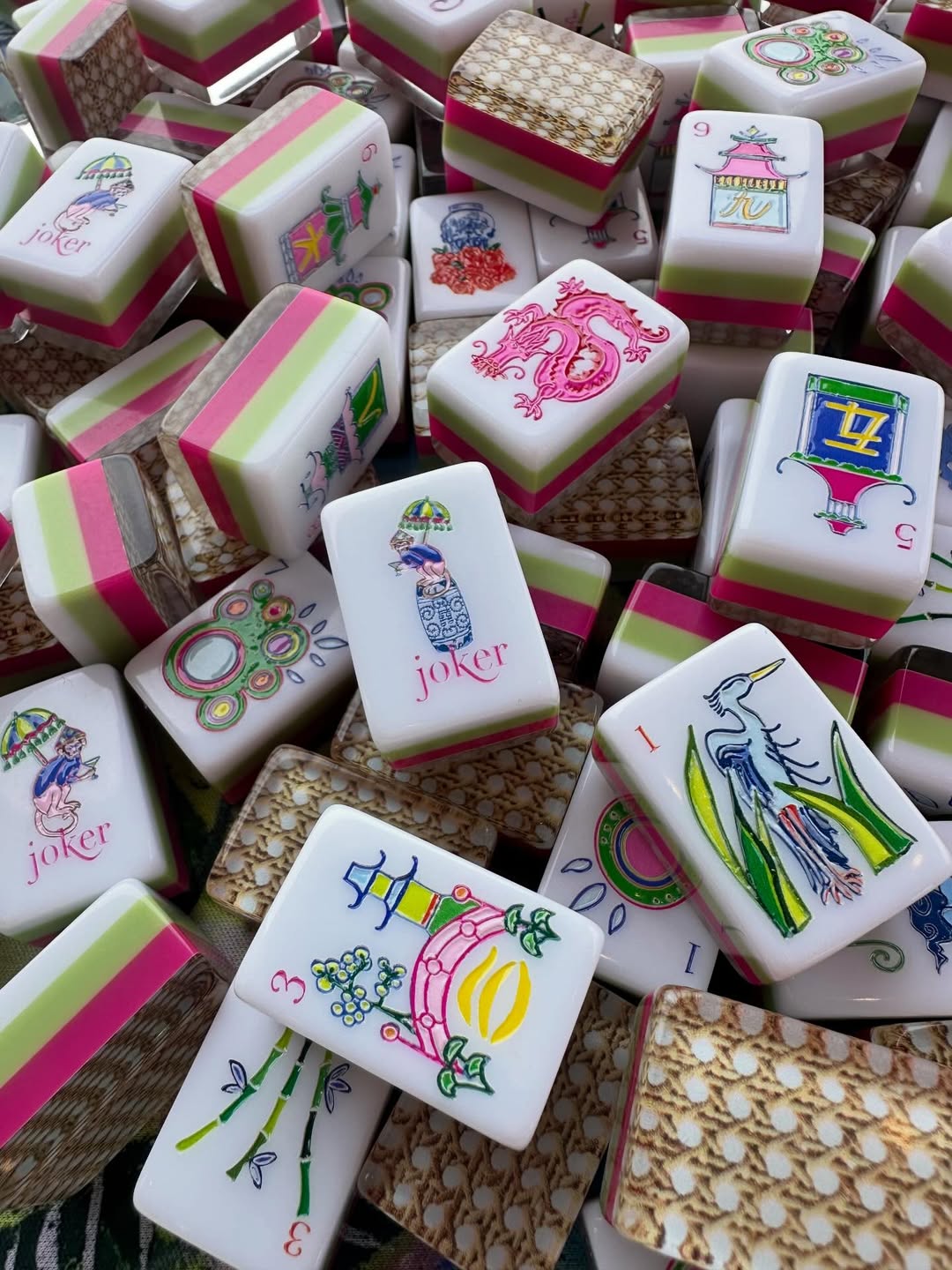 Chinoiserie Garden Mahjong Tiles by Mahjong At Four
