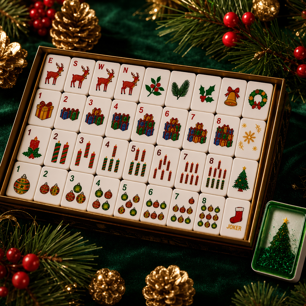 Green Christmas Glow Mahjong Tiles product image