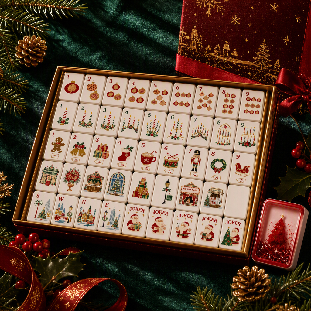 Red Christmas Glow Mahjong Tiles product image