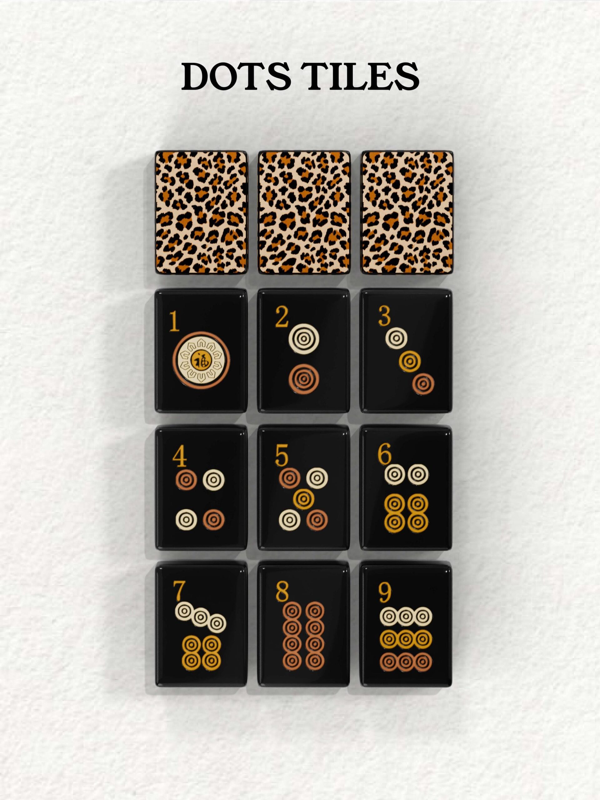Black Leopard Handcrafted Resin Taiwanese Mahjong Tiles product image