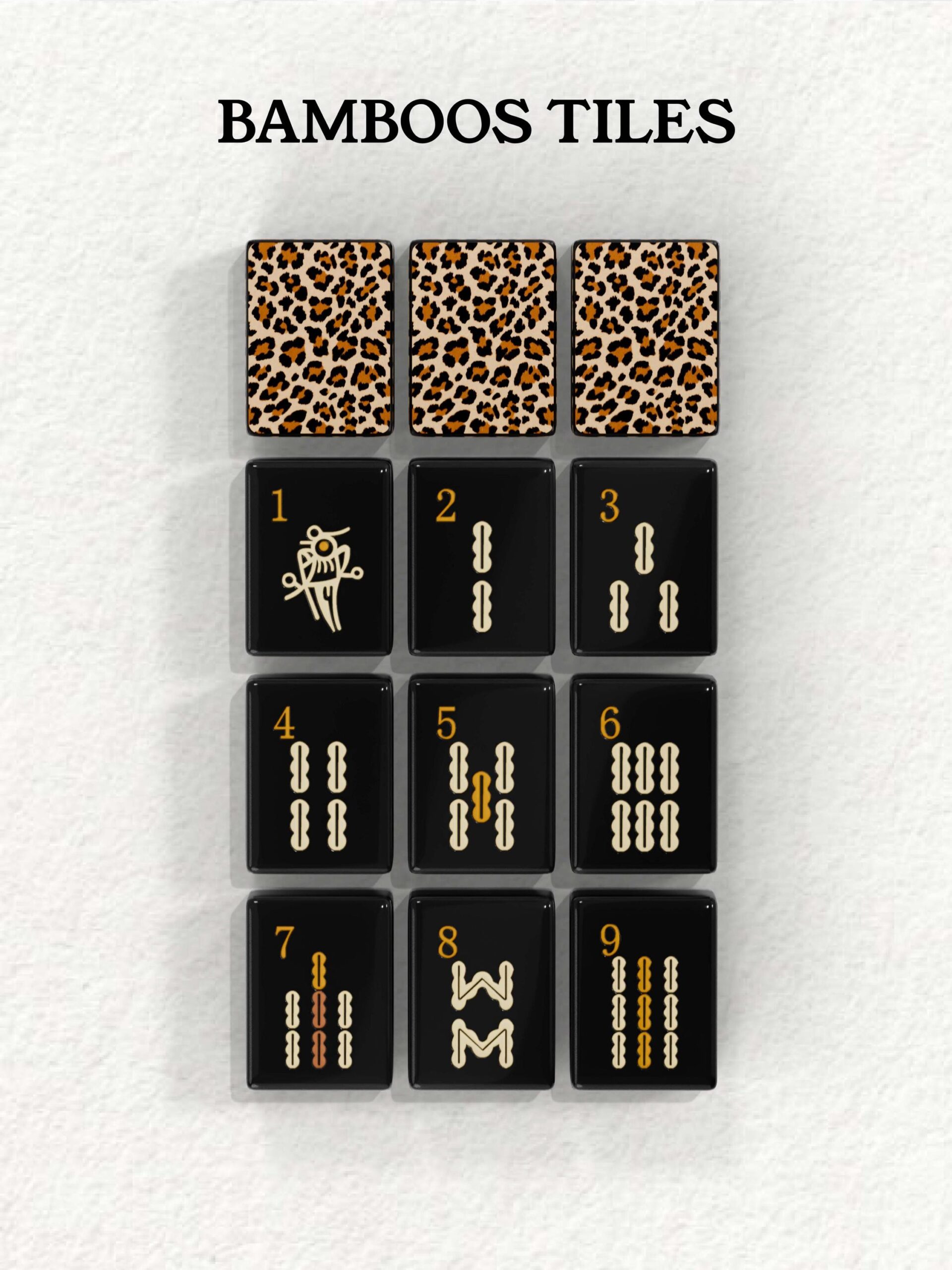 Black Leopard Handcrafted Resin Taiwanese Mahjong Tiles product image