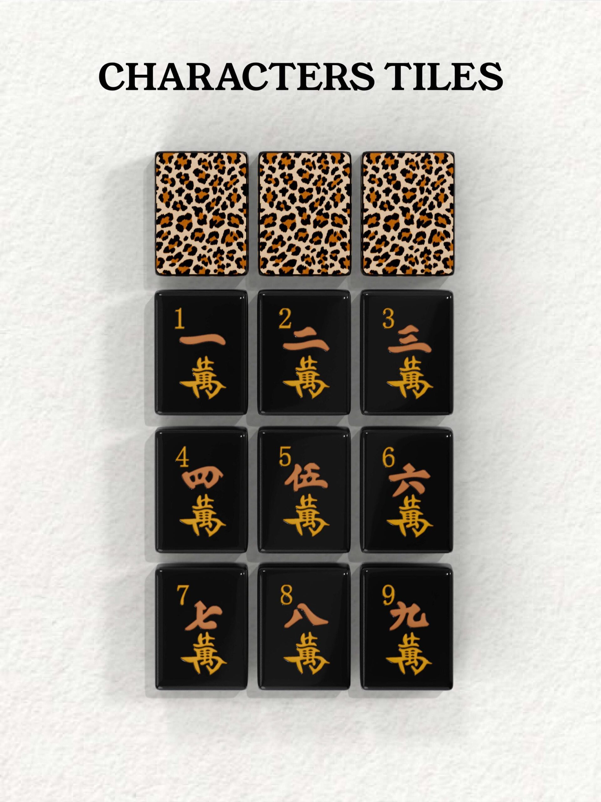 Black Leopard Handcrafted Resin Taiwanese Mahjong Tiles product image