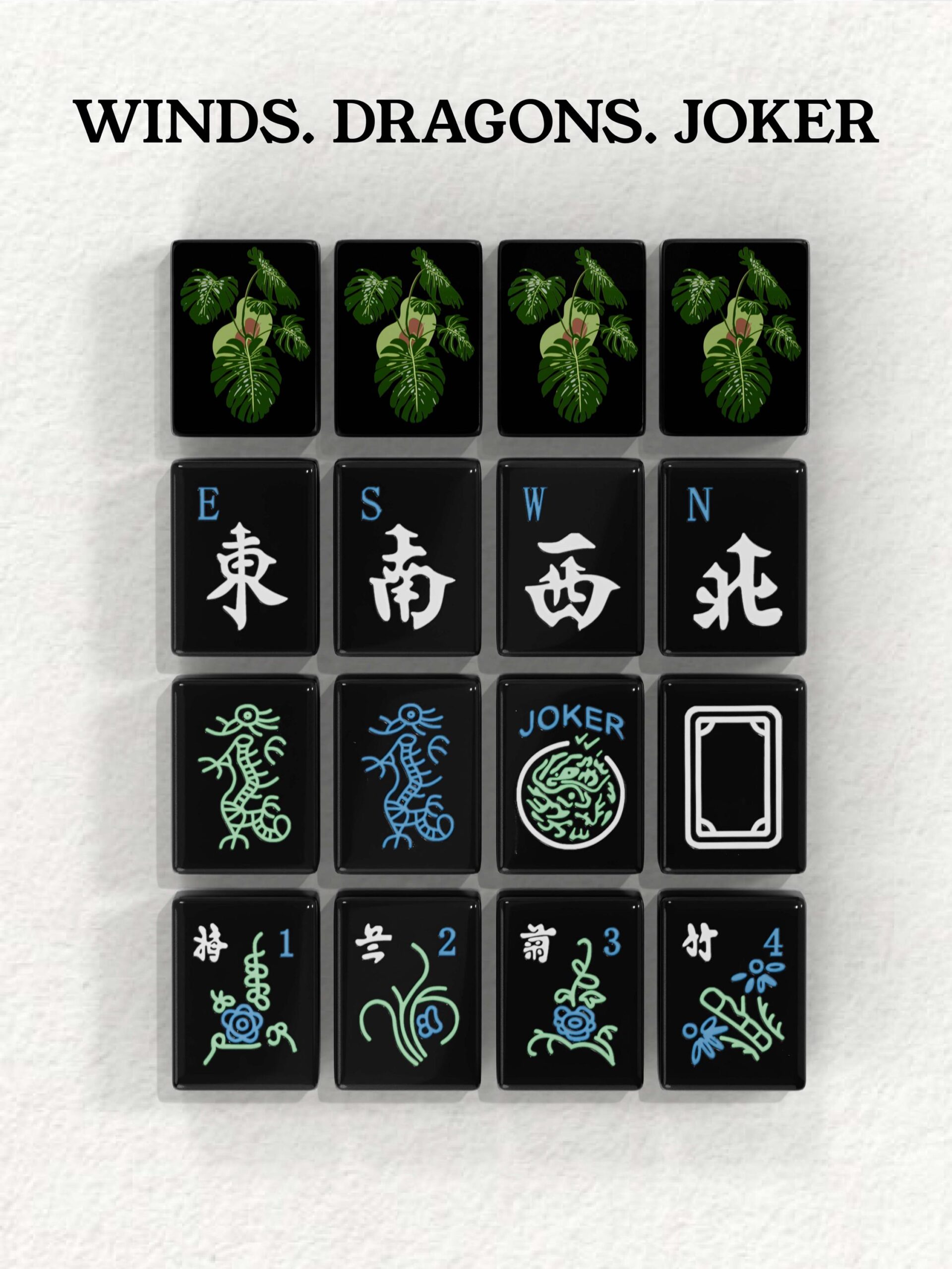Monstera Leaf Handcrafted Resin Mahjong Tiles product image