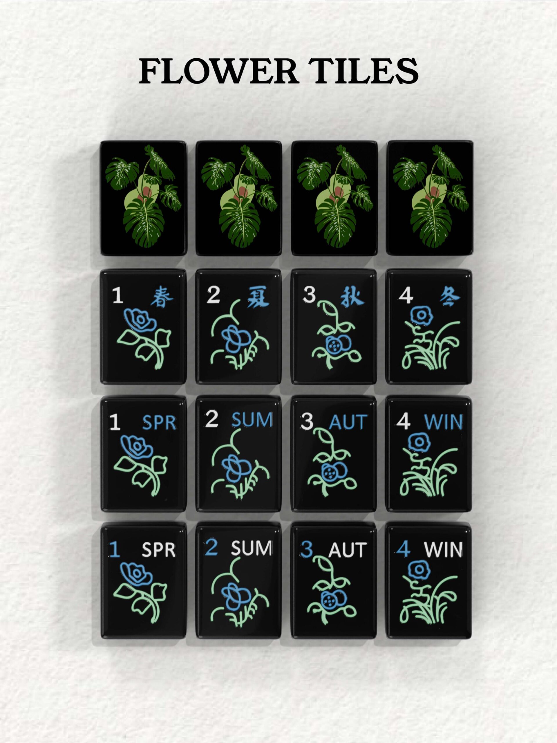 Monstera Leaf Handcrafted Resin Mahjong Tiles product image