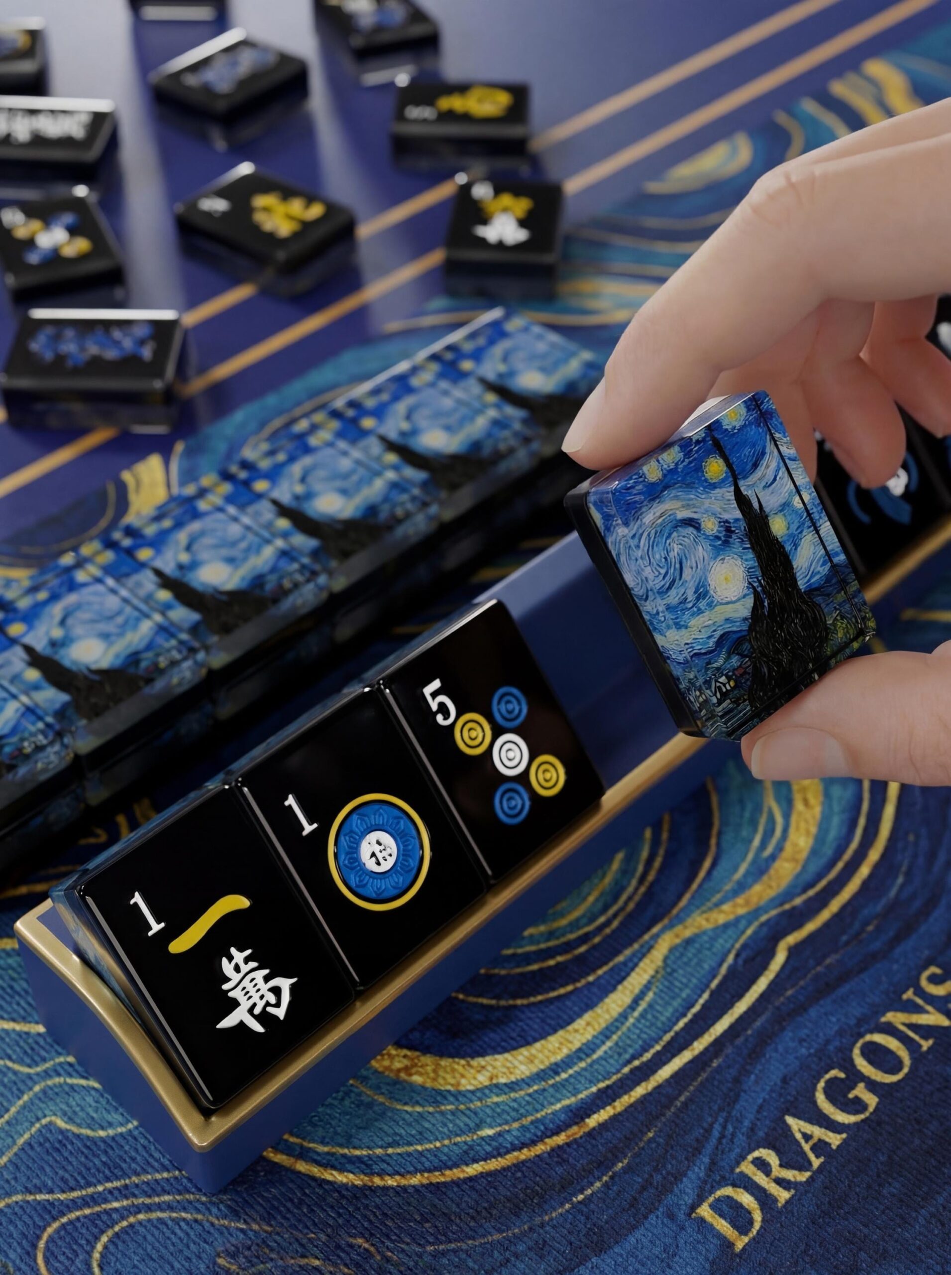 Starry Night Handcrafted Resin Mahjong Tiles by Mahjong At Four
