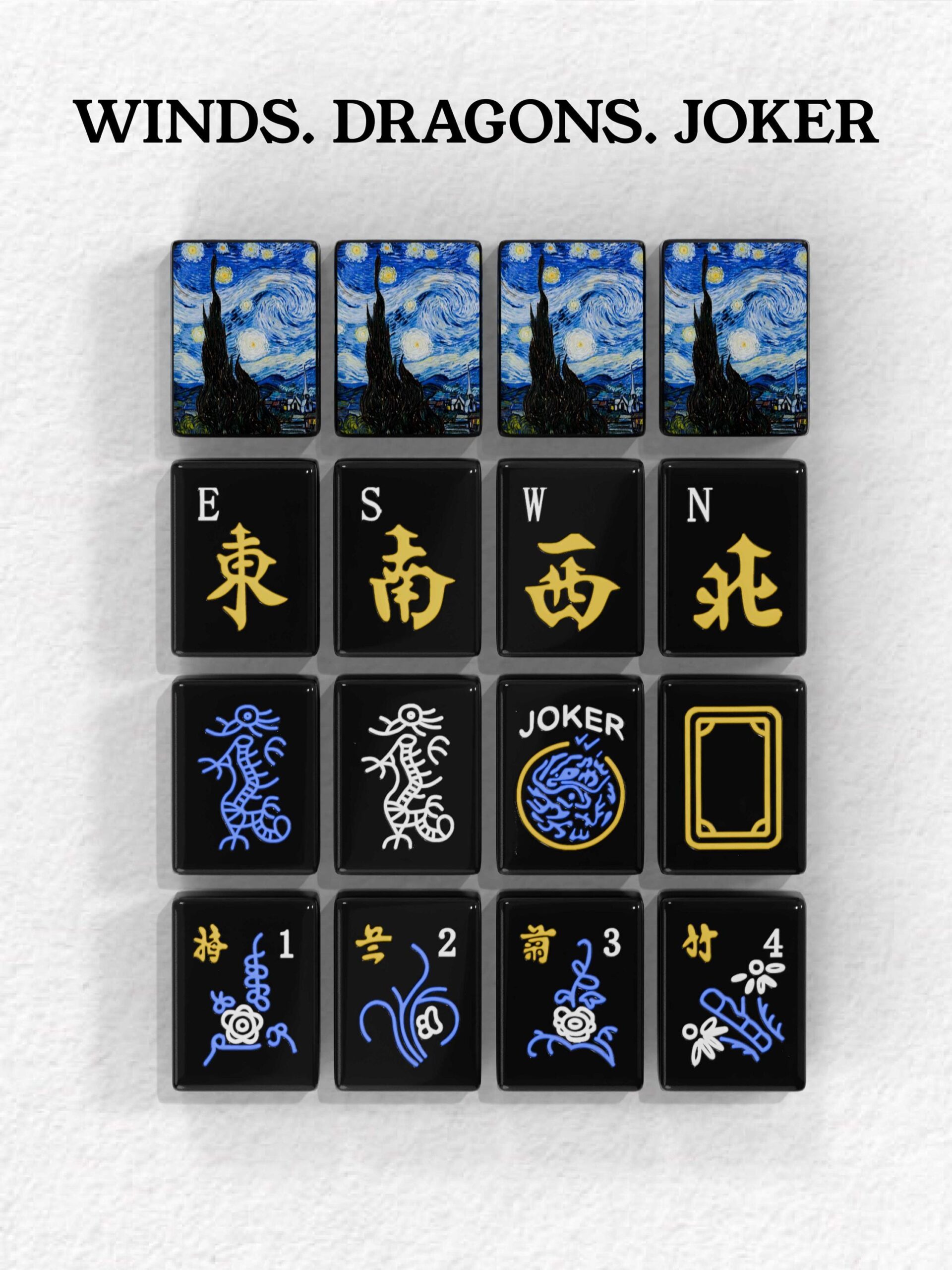 Starry Night Handcrafted Resin Mahjong Tiles product image