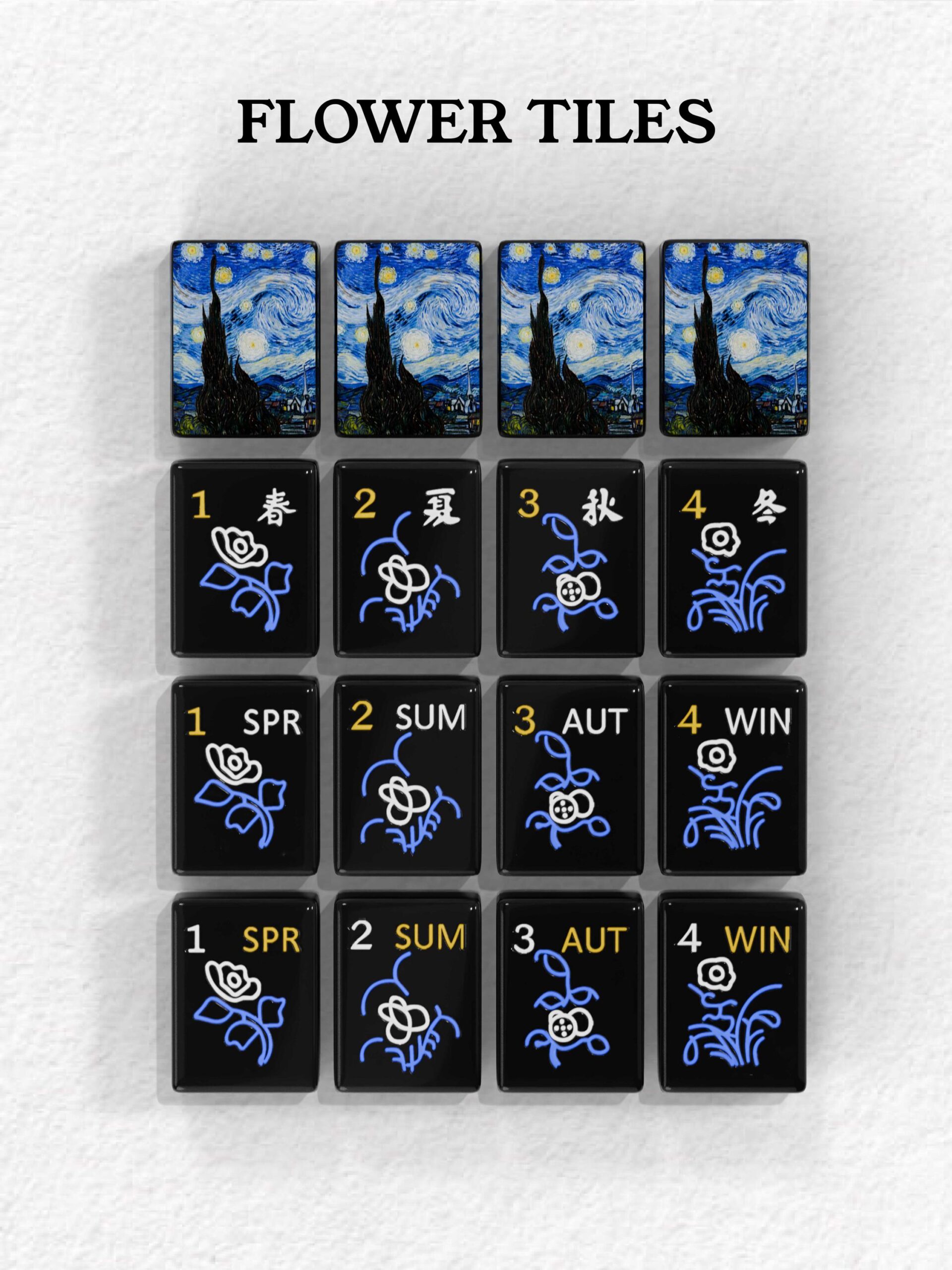 Starry Night Handcrafted Resin Mahjong Tiles product image