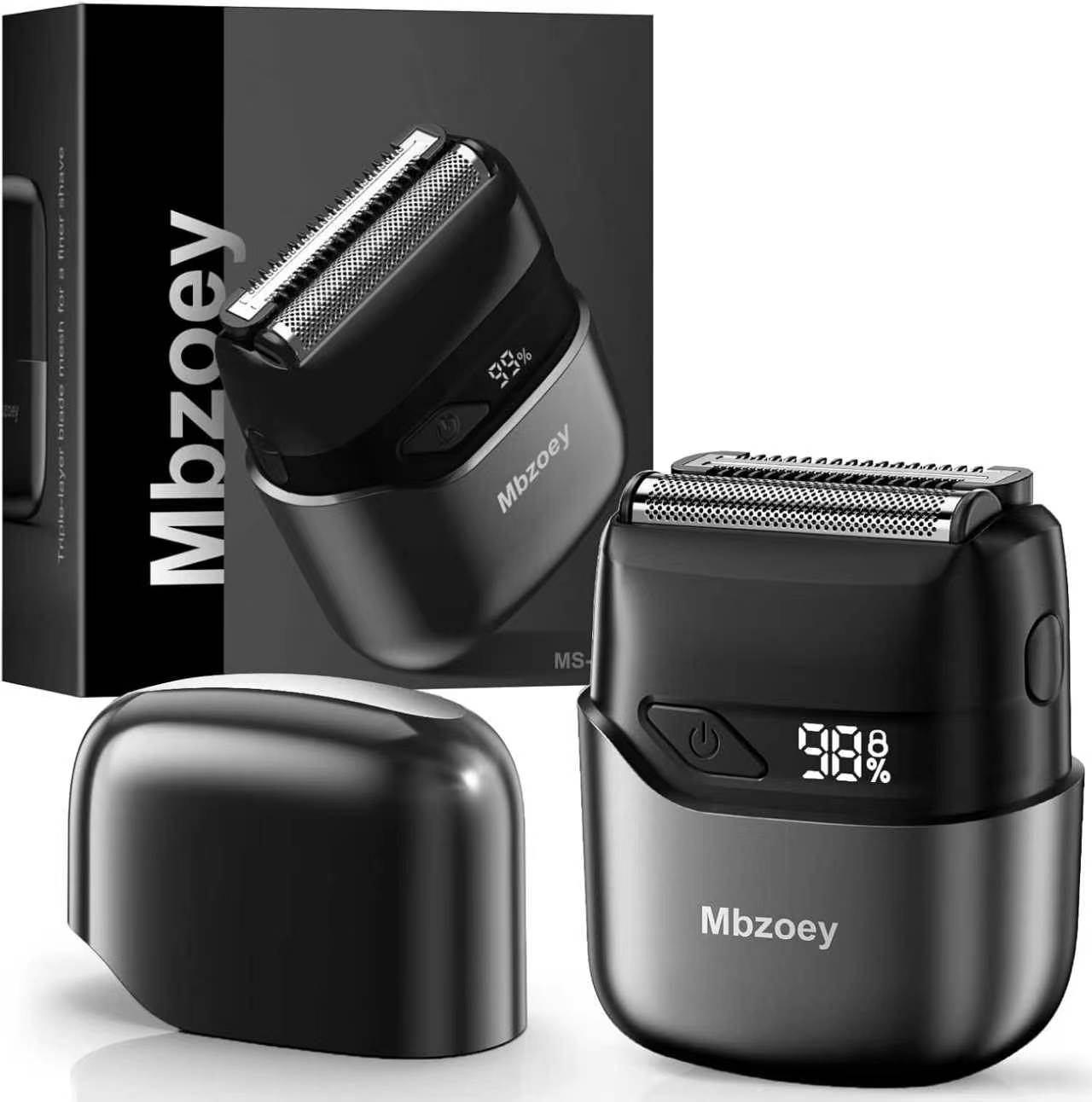 Electric Foil Shavers for Men: IPX7 Waterproof - Magnetic Cover Mini Razor for Travel - Face Shaver with LED Display & USB-C Fast Charge - Micro-Comb Technology & Precision Blades