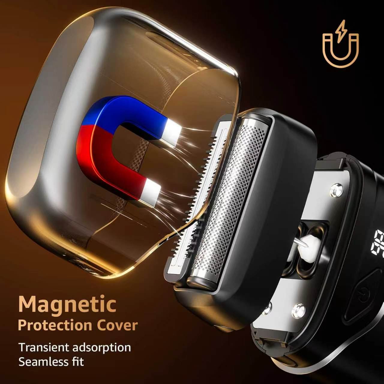 Electric Foil Shavers for Men: IPX7 Waterproof - Magnetic Cover Mini Razor for Travel - Face Shaver with LED Display & USB-C Fast Charge - Micro-Comb Technology & Precision Blades