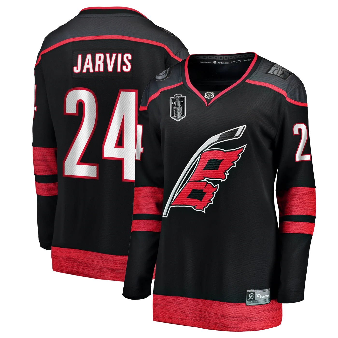 Seth Jarvis Carolina Hurricanes Women's 2026 Stanley Cup Final Home Breakaway Jersey - Black-ProSportsKit