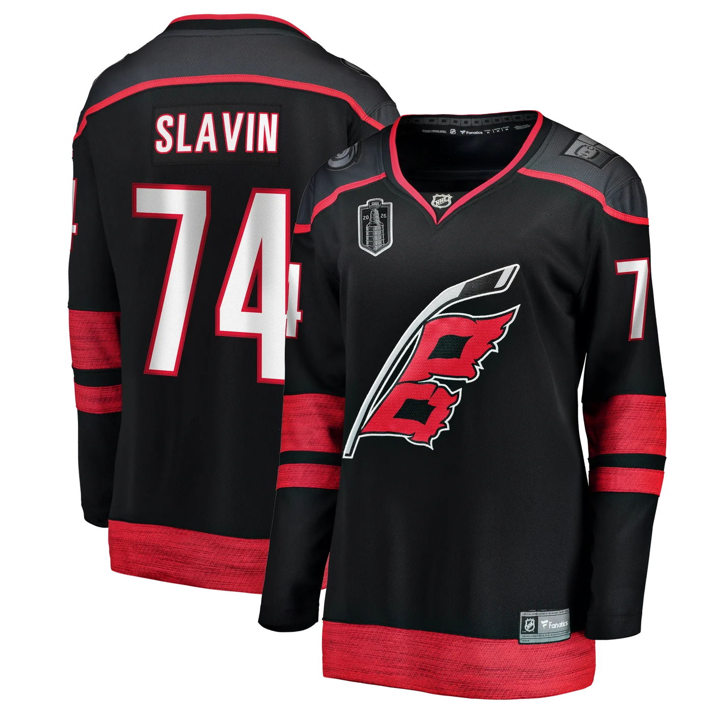 Jaccob Slavin Carolina Hurricanes Women's 2026 Stanley Cup Final Home Breakaway Jersey - Black-ProSportsKit