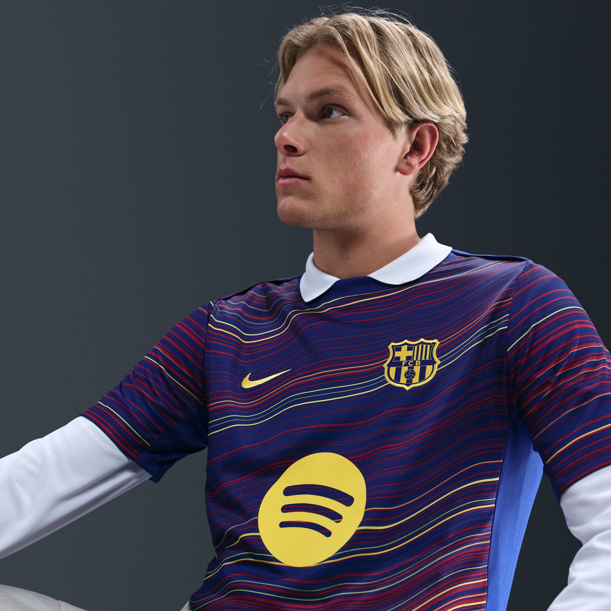 Barcelona Home 2025/26 Academy Pro Pre-Match Top - Navy-ProSportsKit