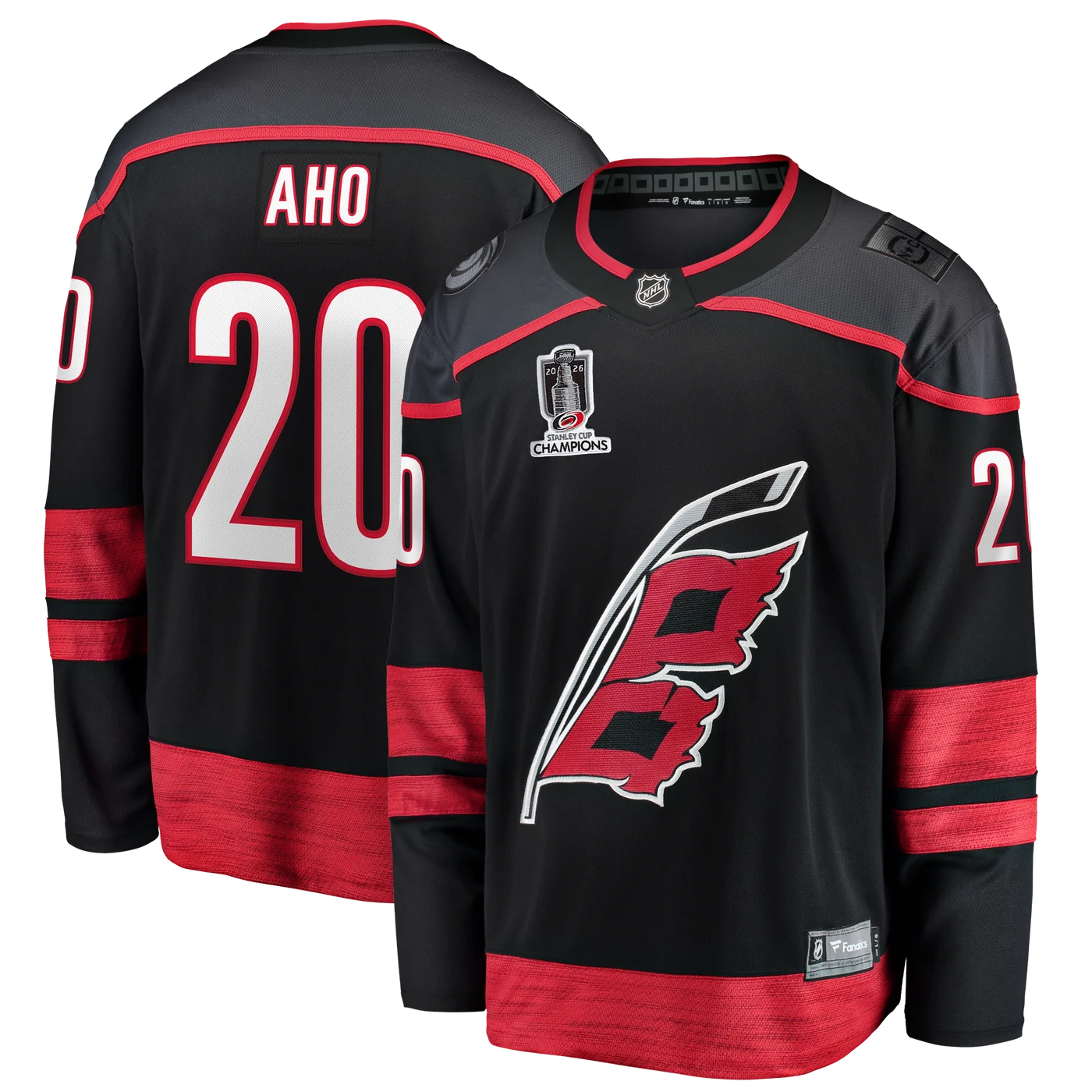 Sebastian Aho Carolina Hurricanes 2026 Stanley Cup Champions Home Breakaway Jersey - Black-ProSportsKit
