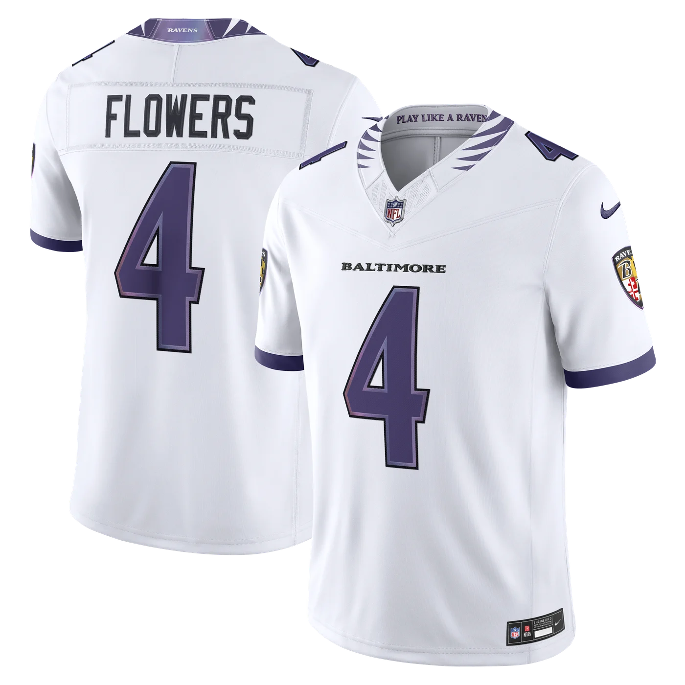 Zay Flowers Baltimore Ravens Vapor F.U.S.E. Stitched Limited Jersey - White-ProSportsKit