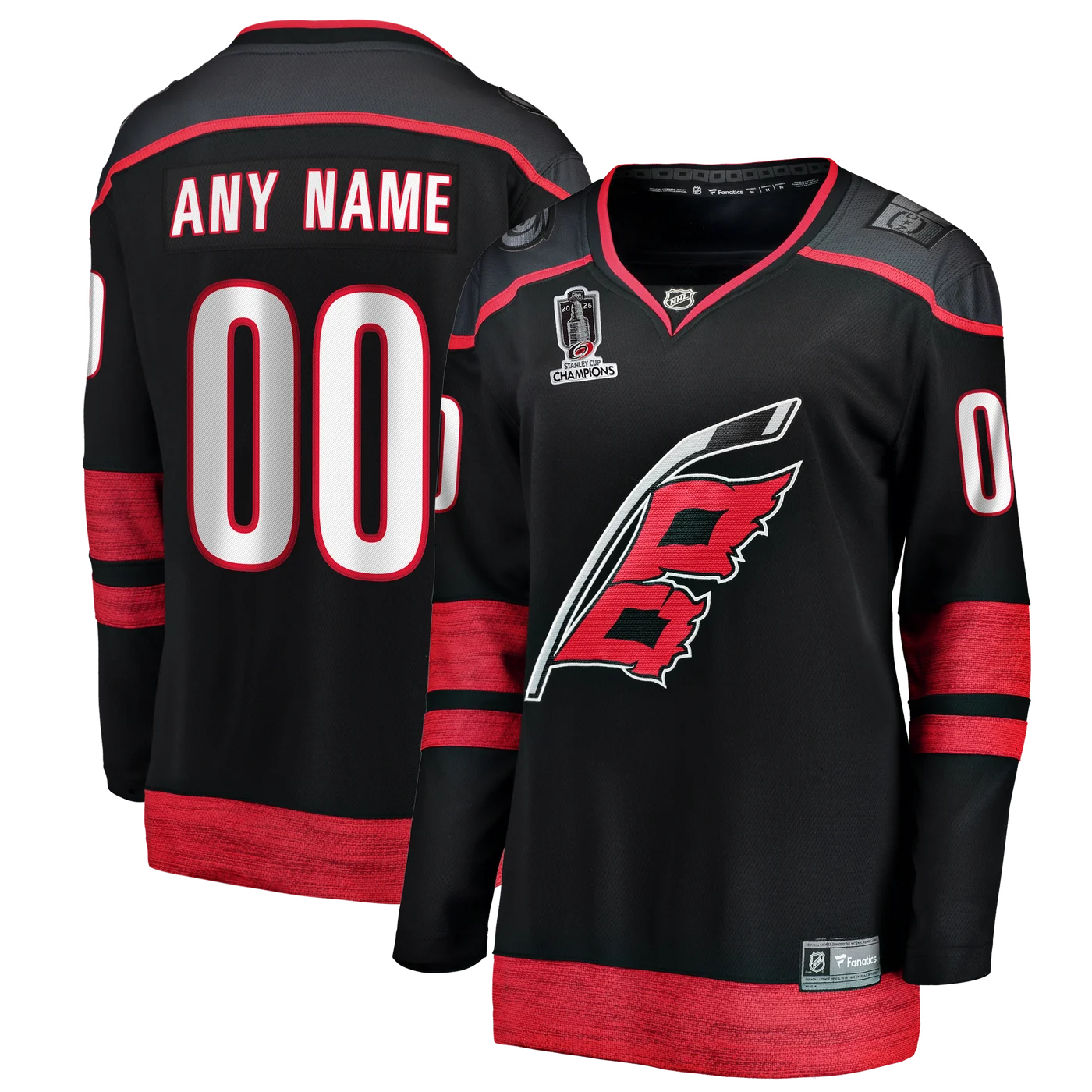 Carolina Hurricanes Women's 2026 Stanley Cup Champions Home Breakaway Custom Jersey - Black-ProSportsKit