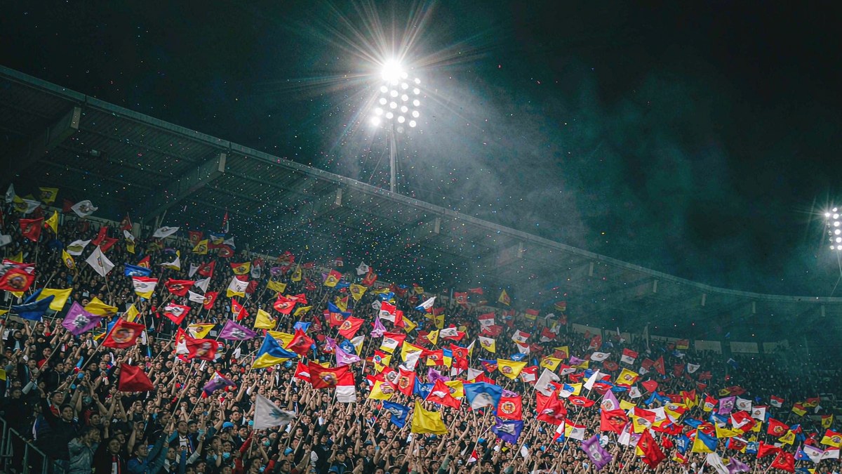 Football stadium crowd on a matchday