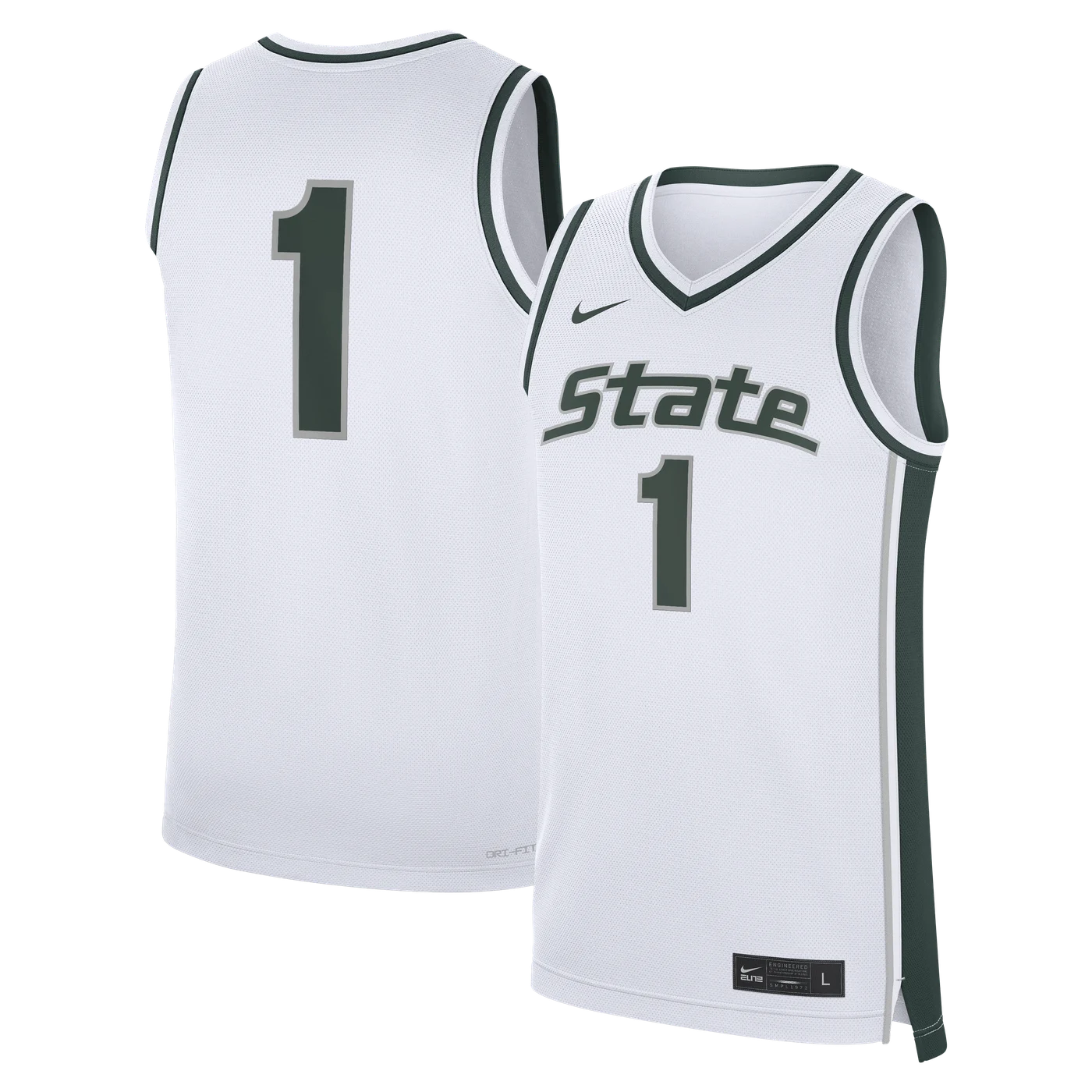 Michigan State Spartans #1 Alternate Replica Basketball Jersey - White-ProSportsKit