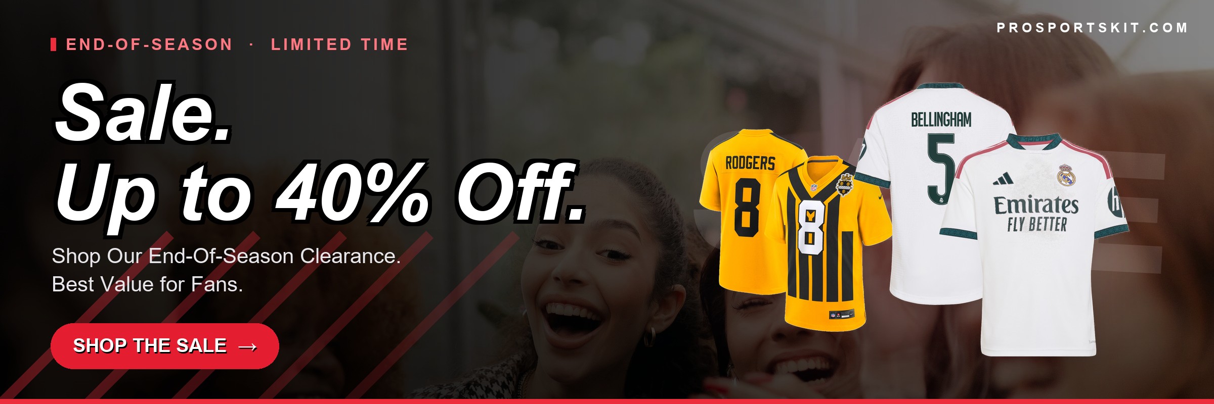 End-of-season sale up to 40% off fan jerseys - Steelers throwback and Real Madrid white kit clearance at Prosportskit