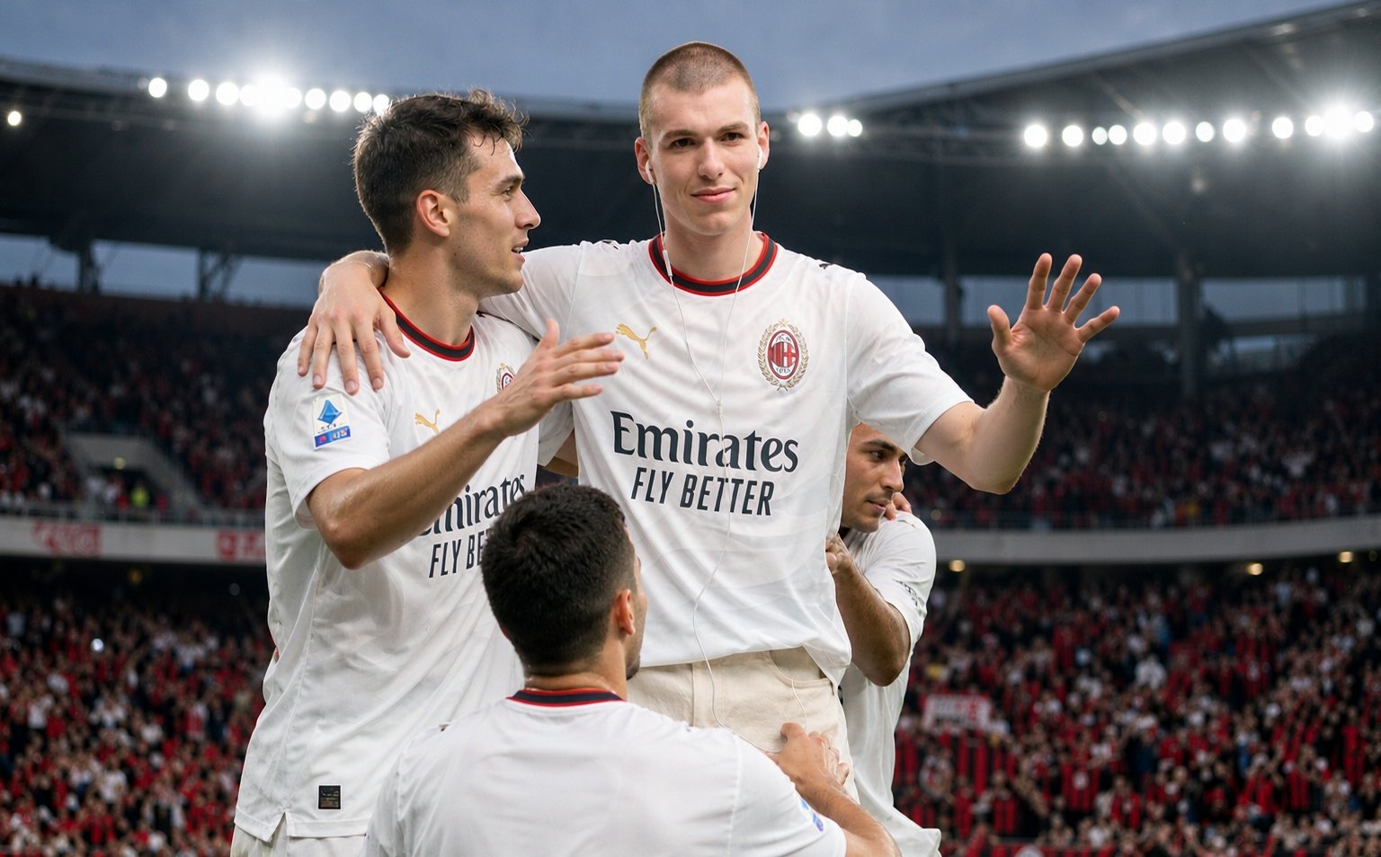 AC Milan 2026/27 away white jersey players after a Serie A match