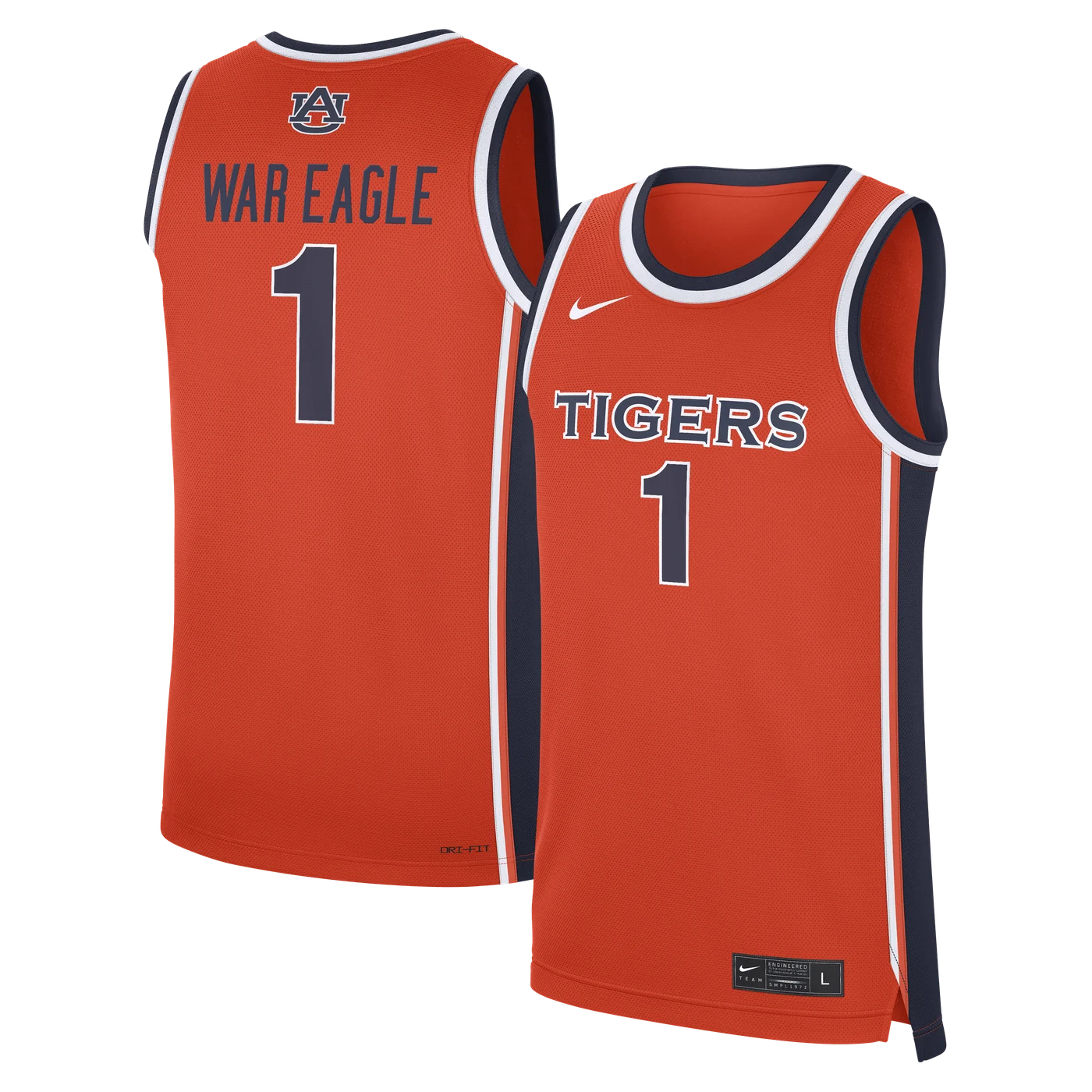Auburn Tigers #1 Alternate War Eagle Replica Basketball Jersey - Orange-ProSportsKit