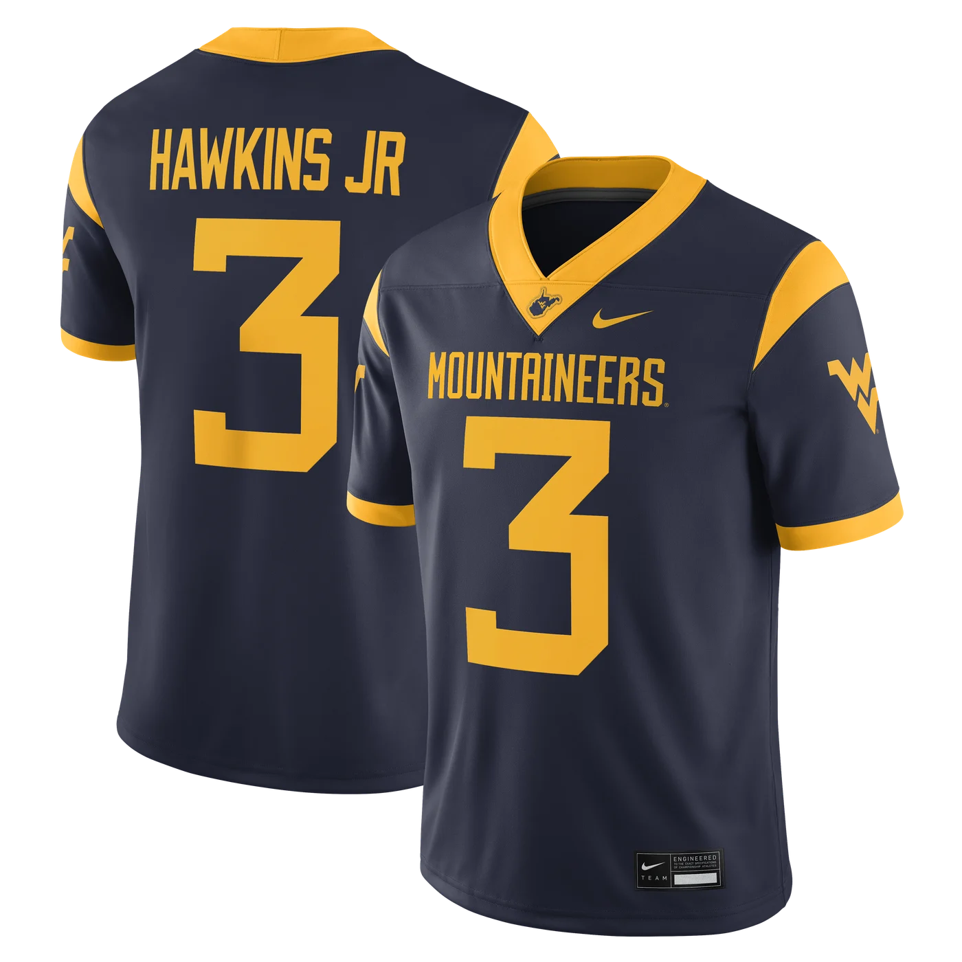 Michael Hawkins Jr. West Virginia Mountaineers Game Football Jersey - Navy-ProSportsKit