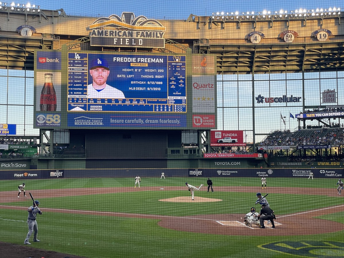 the Dodgers at the Brewers at American Family Field during the 2026 postseason
