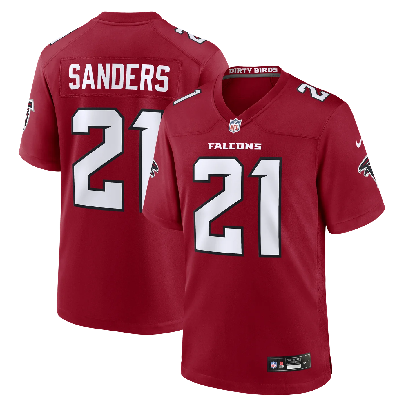Deion Sanders Atlanta Falcons Retired Player Game Jersey - Red-ProSportsKit