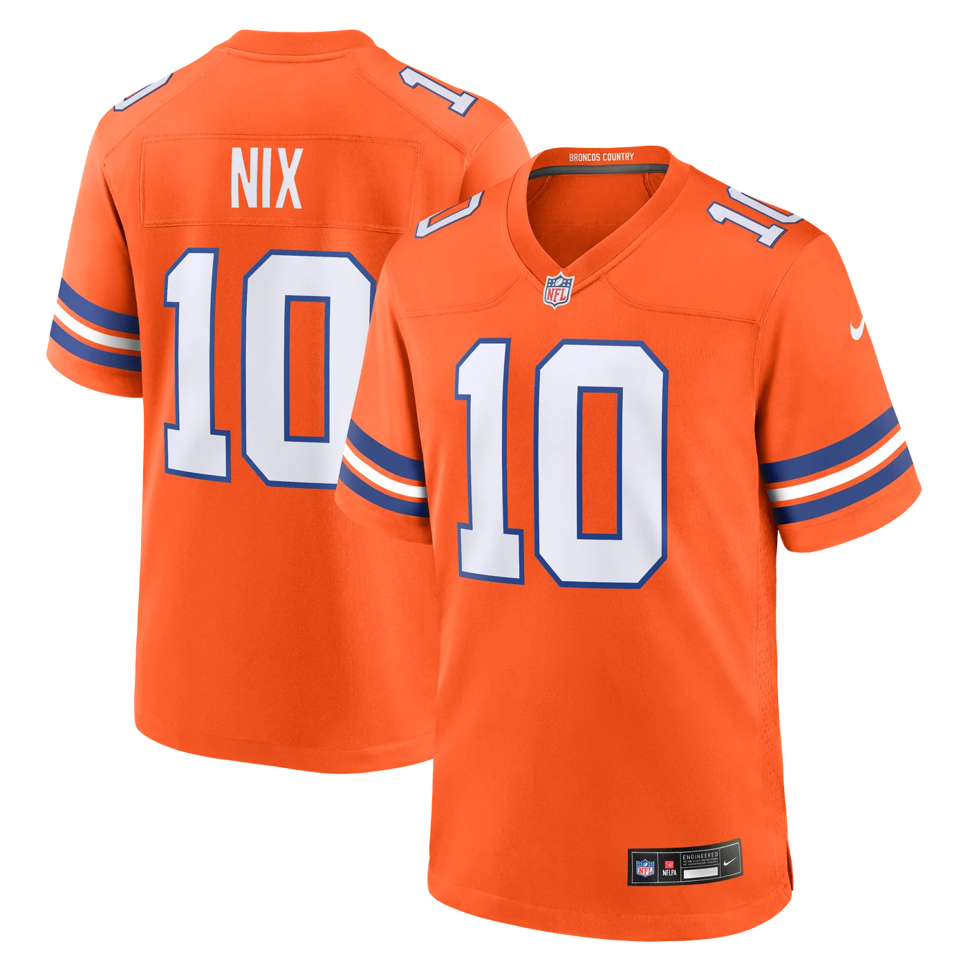 Bo Nix Denver Broncos Mile High Collection 1977 Throwback Player Game Jersey - Orange-ProSportsKit