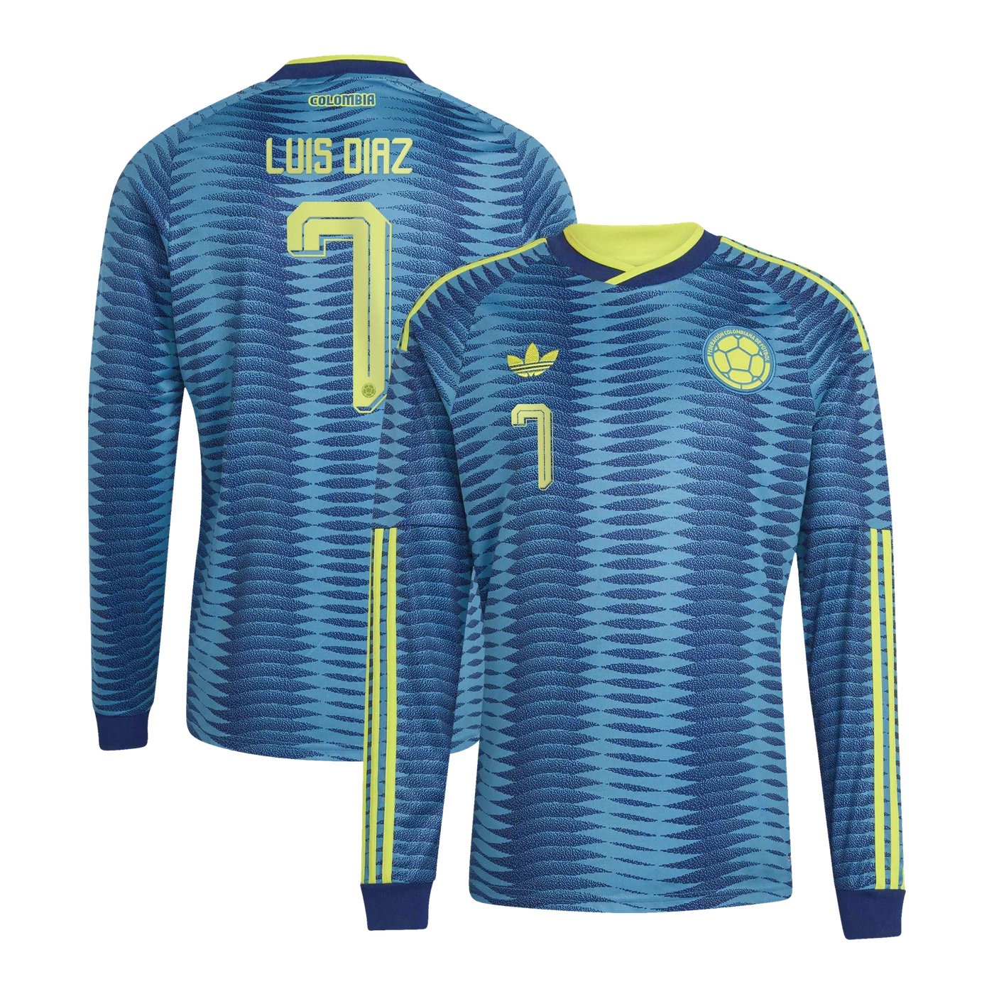 Luis Diaz Colombia National Team 2026 Away Replica Long Sleeve Jersey - Turquoise-ProSportsKit