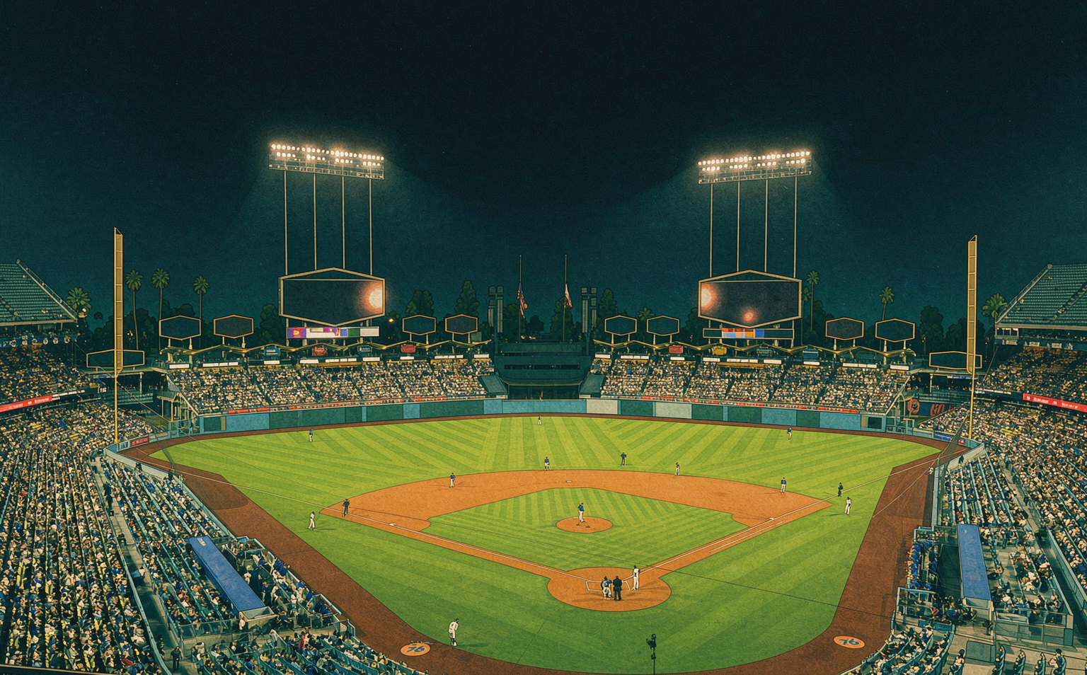 A ballpark under the lights on a September night, playoff race in full swing