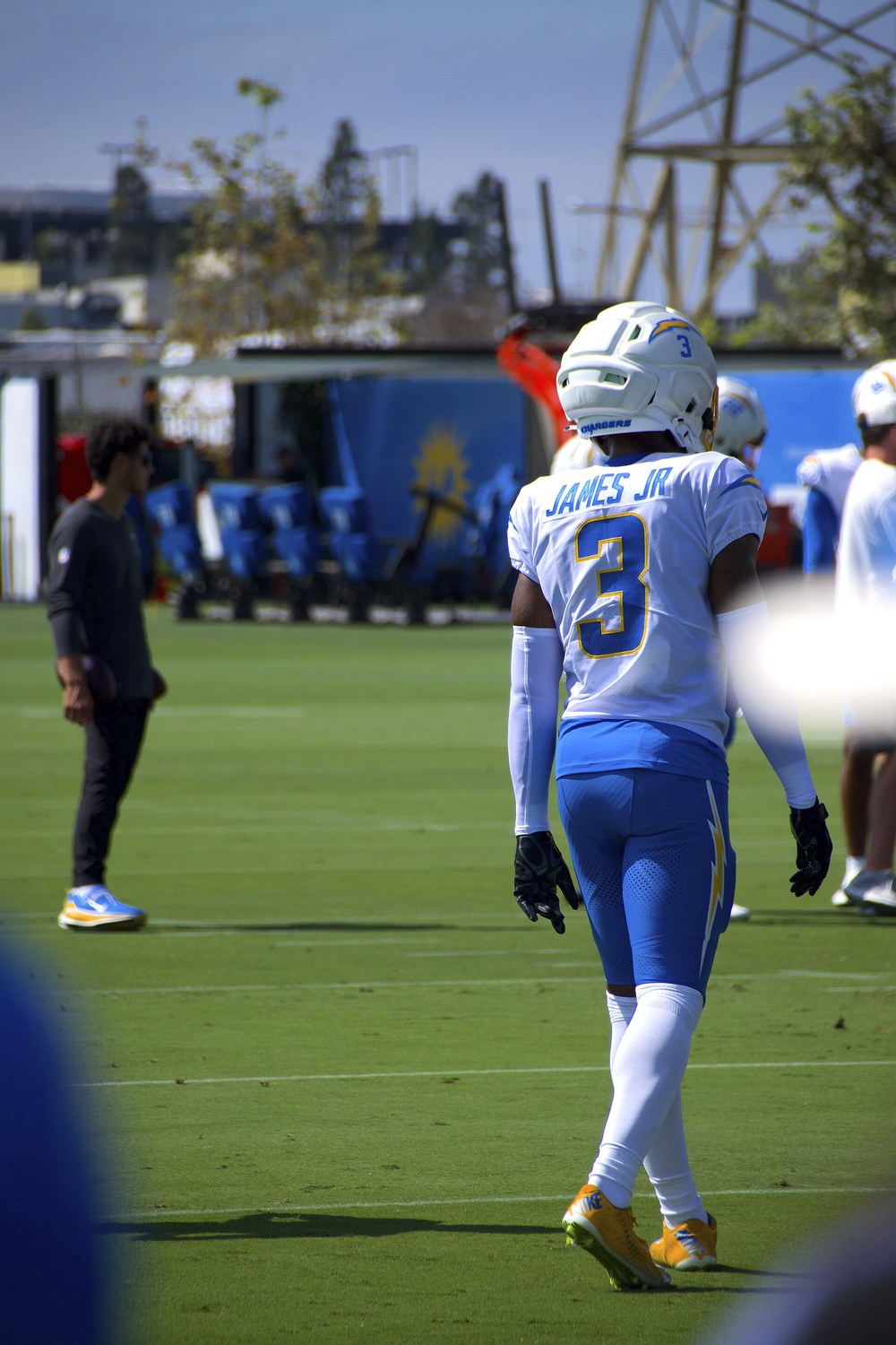 Derwin James of the Los Angeles Chargers at 2026 training camp