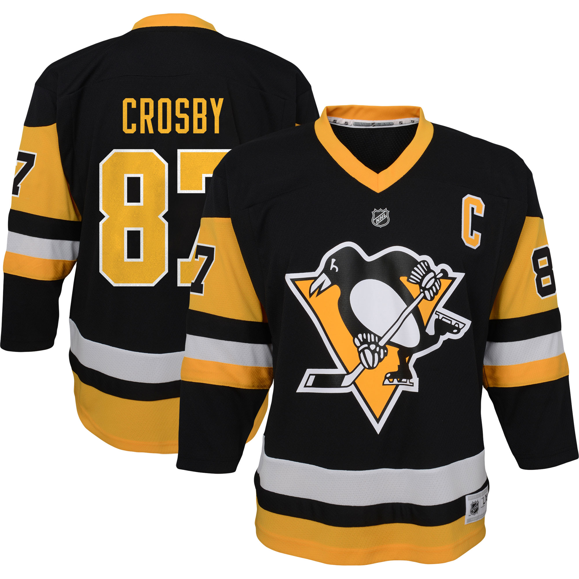 Sidney Crosby Pittsburgh Penguins Youth Captain Patch Home Replica Player Jersey - Black-ProSportsKit