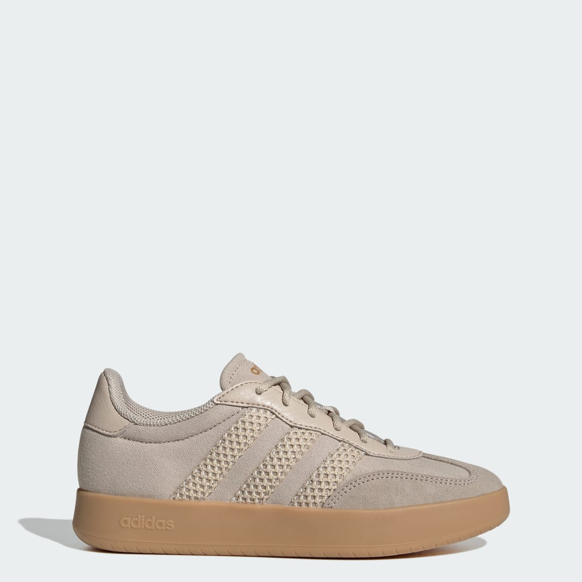 Tenis casuales para mujer color beige y dorado - vista 1