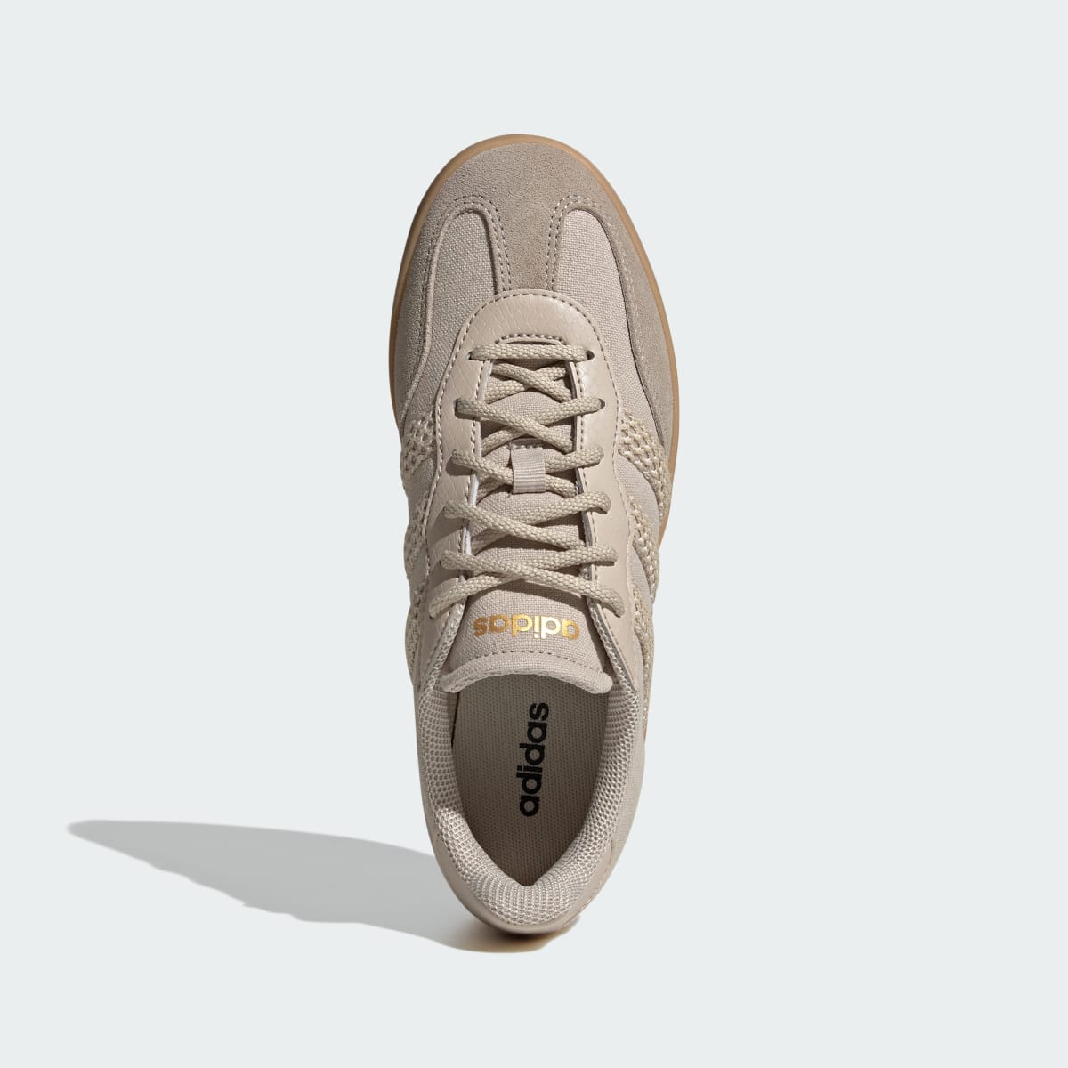 Tenis casuales para mujer color beige y dorado - vista 3