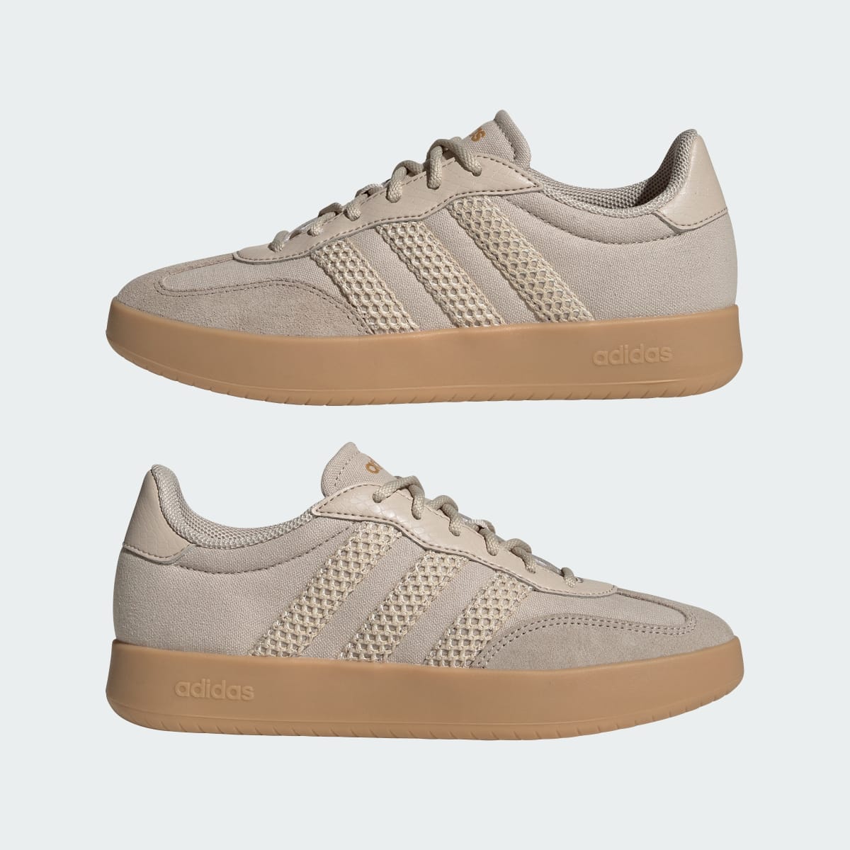 Tenis casuales para mujer color beige y dorado - vista 8