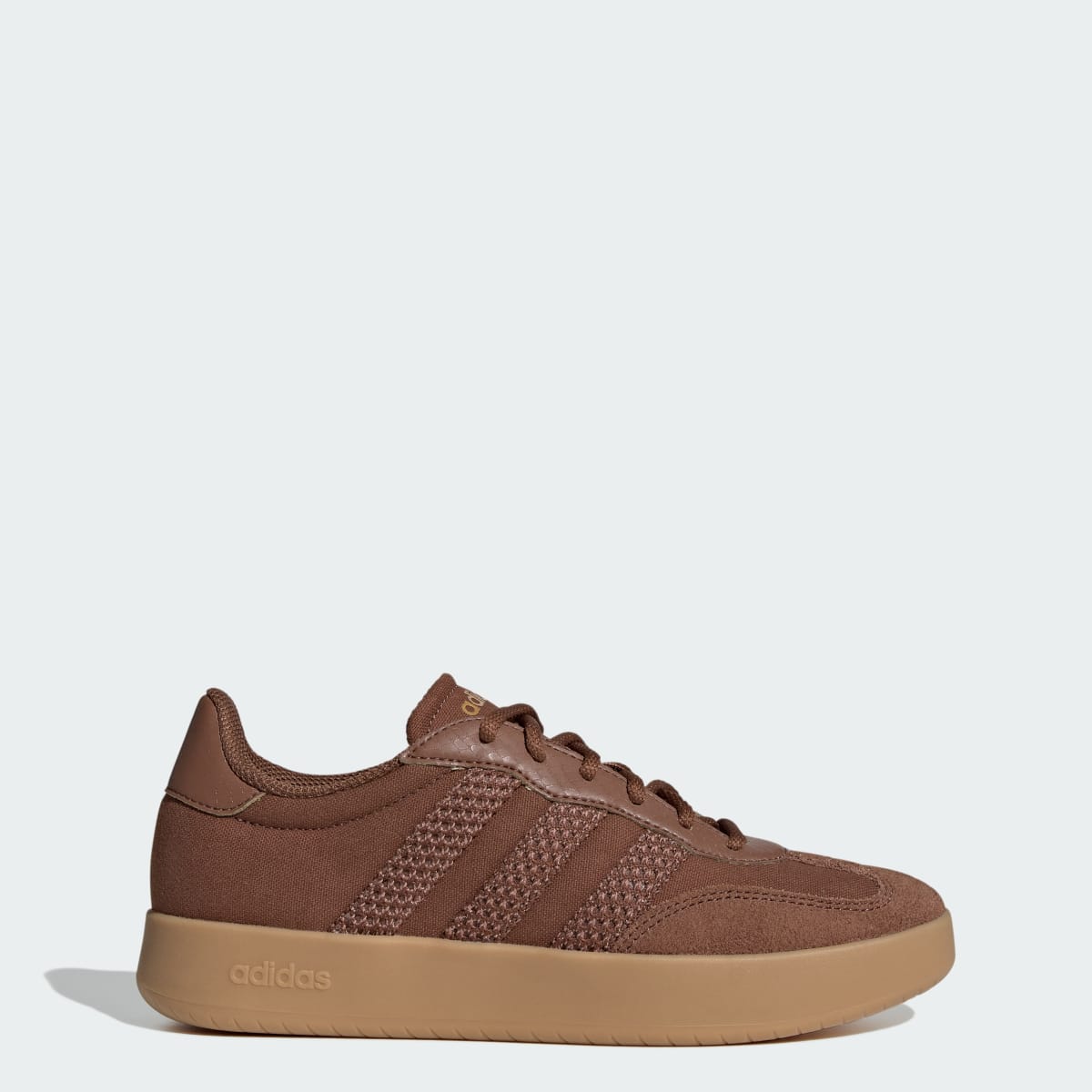 Tenis casuales para mujer color café y dorado - vista 1
