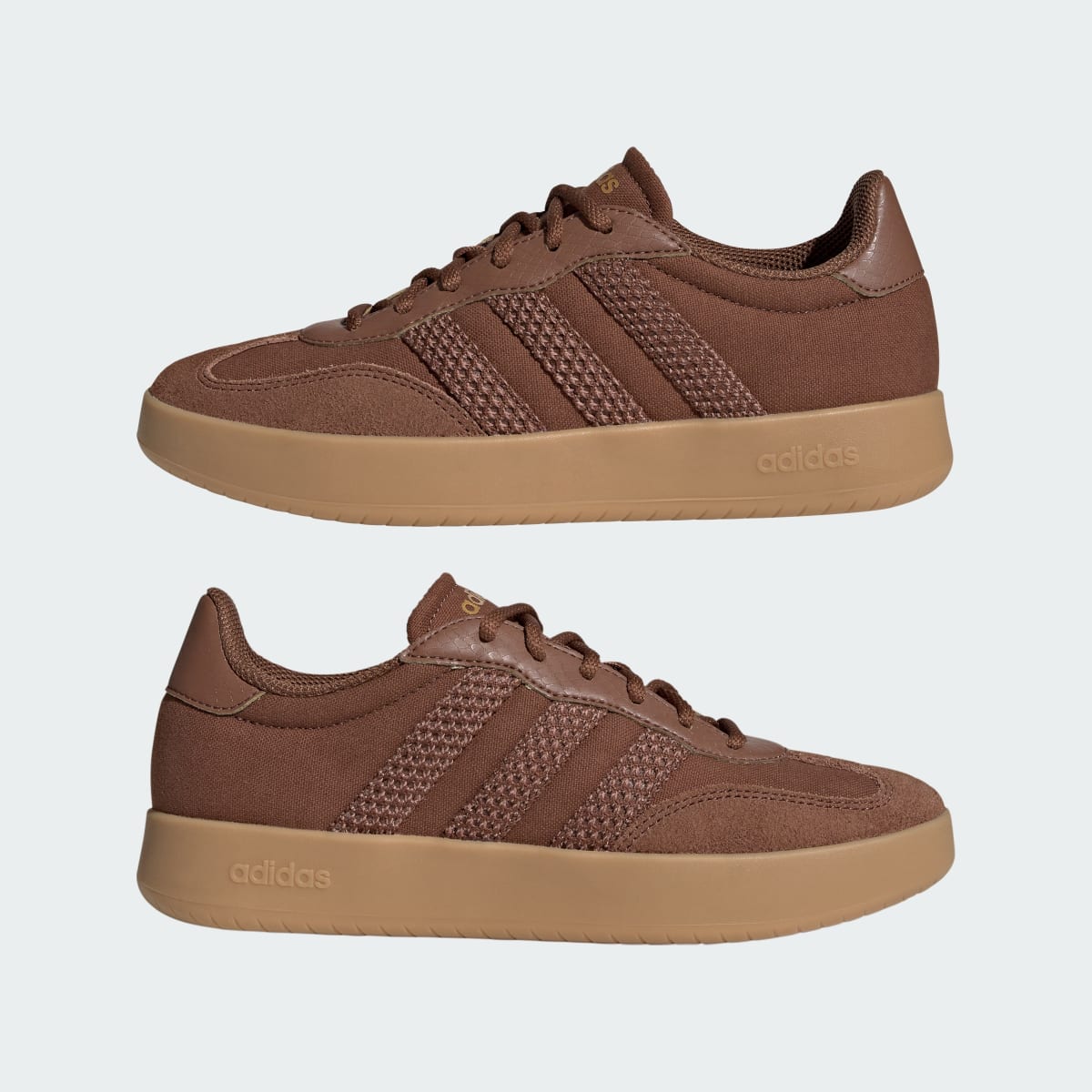 Tenis casuales para mujer color café y dorado - vista 8