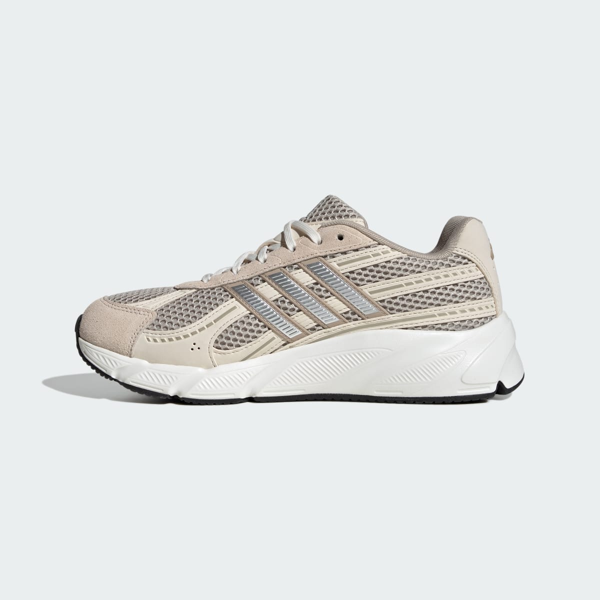 Tenis casuales para mujer color beige y plateado - vista 7