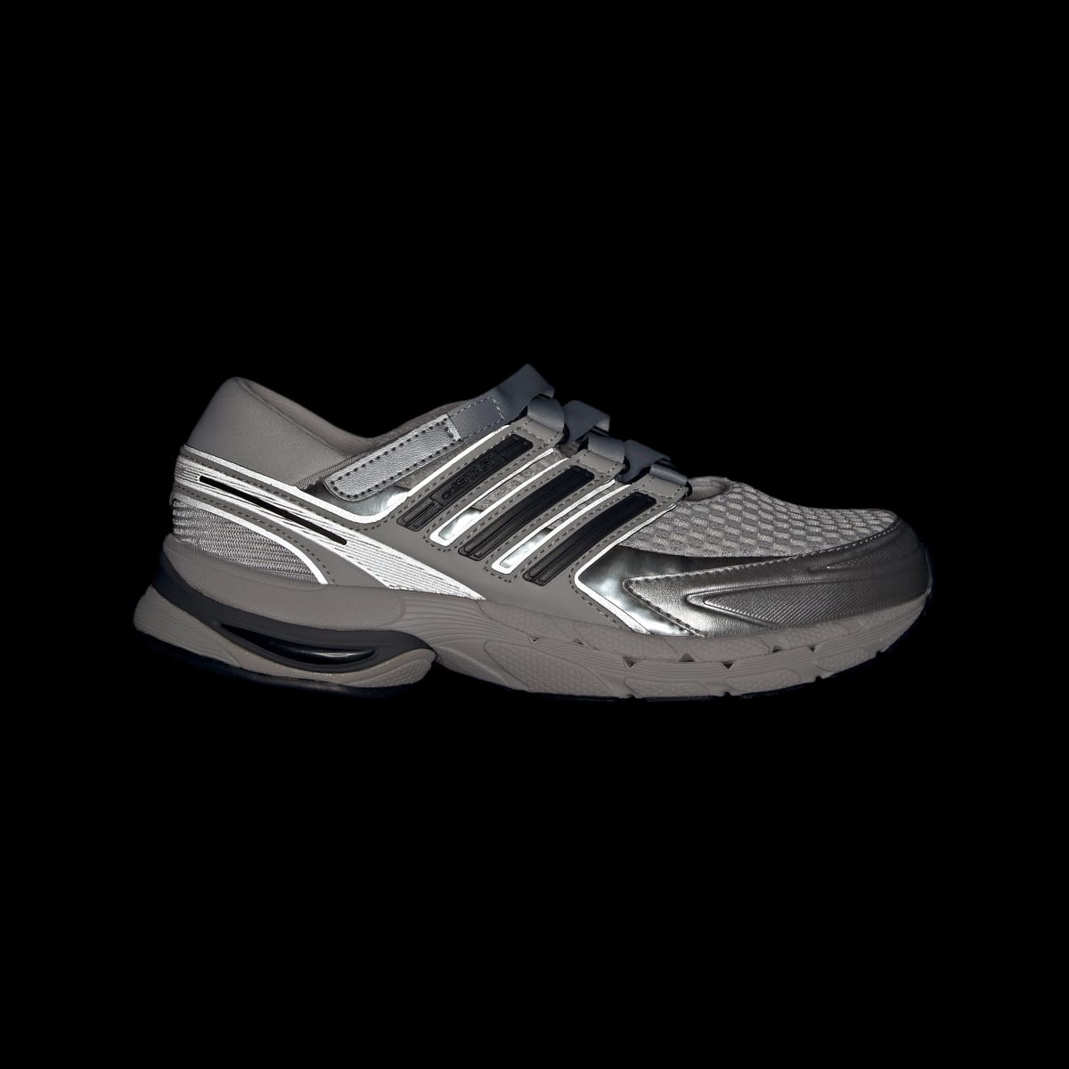 Tenis casuales para mujer color gris y plateado - vista 3