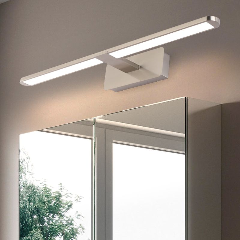 2 Lights Direct-wired Regular Bathroom Vanity Light with Subdued Light and Chalk Lucite Shade for Basement, Silver, 220V-240V-Fnaisn