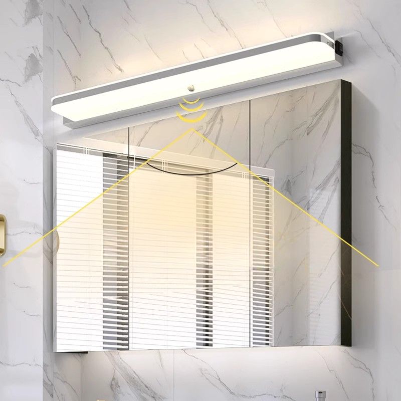 Simple 1 Light Bathroom Vanity Light, Up & Down Synthetic Shade, Rectilinear Fixture, Direct-wired, Natural Light, 220V-240V, 32"-Fnaisn