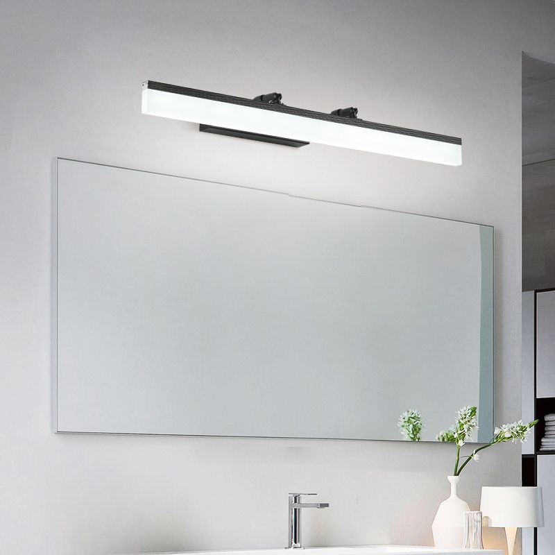 Cool Light White Acrylic Angular 1 Light Bathroom Vanity Light in Basement, Direct-wired, Black, 220V-240V, 31.5"-Fnaisn