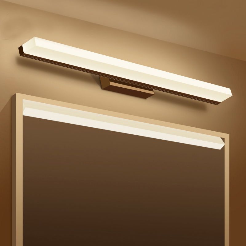 Rectangular Natural Light LED Vanity Light, 1 Light Hardwired with Polymer Shade in Simplistic Style, Silver, 220V-240V, 20"-Fnaisn
