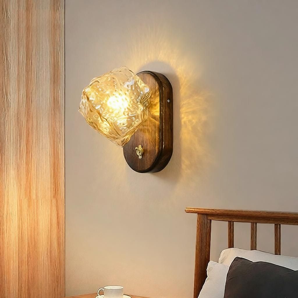 Brown Wall Sconce with Transparent Glass Wall Lamp and 3 Color Light Glass Shade, 220V-240V-Fnaisn
