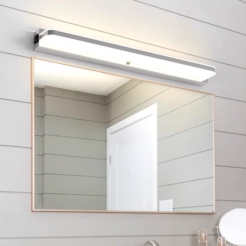 Simple 1 Light Bathroom Vanity Light, Up & Down Synthetic Shade, Rectilinear Fixture, Direct-wired, Natural Light, 220V-240V, 32"-Fnaisn