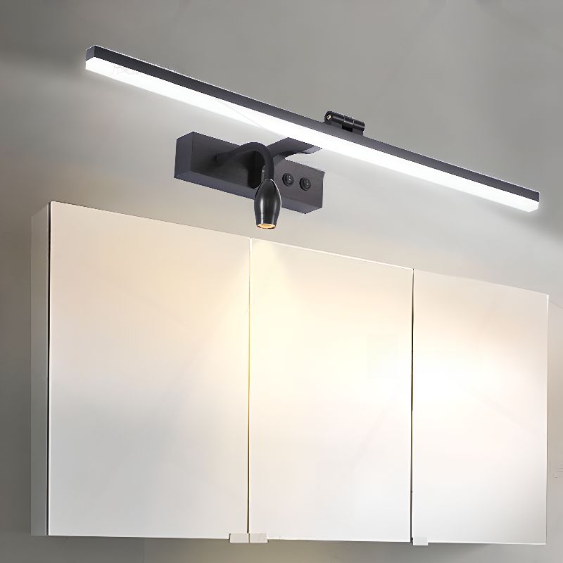 Simple Angular Vanity Light, 2 Lights, 3 Color Light, White Polymer Shade, Plug-in Lighting, 220V-240V, 39.5", Voice Controlled-Fnaisn
