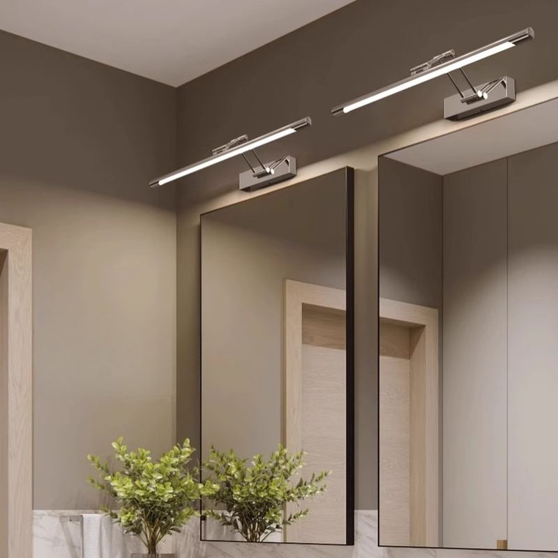 Modern Simple Style 1 Light Bathroom Vanity Light with Directed Downward Chalk Shade, Cylindrical Container Plexiglass Fixture, Hardwired, 220V-240V, 31.5"-Fnaisn