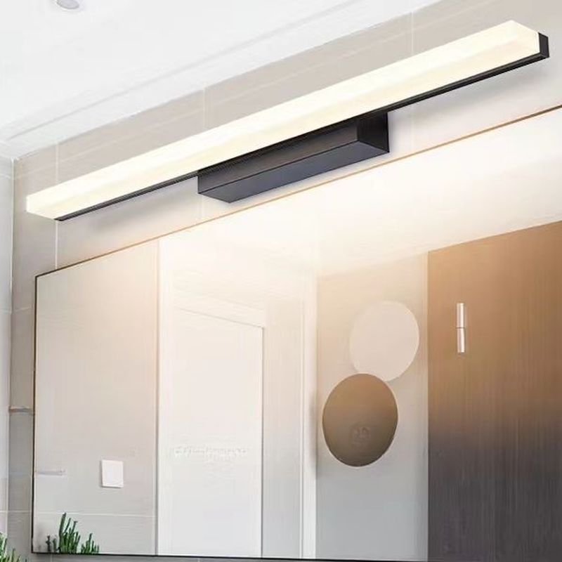 Rectangular Natural Light LED Vanity Light, 1 Light Hardwired with Polymer Shade in Simplistic Style, Silver, 220V-240V, 20"-Fnaisn