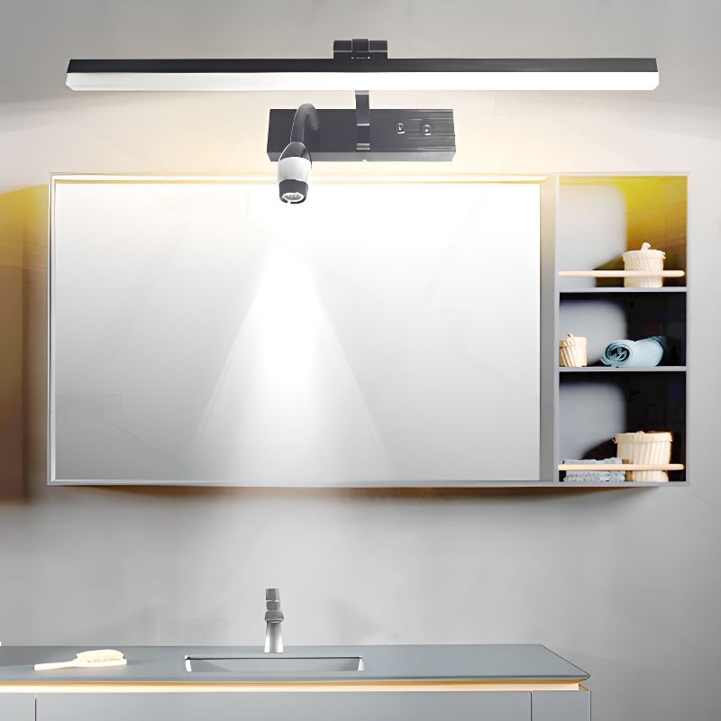 Simple Angular Vanity Light, 2 Lights, 3 Color Light, White Polymer Shade, Plug-in Lighting, 220V-240V, 39.5", Voice Controlled-Fnaisn