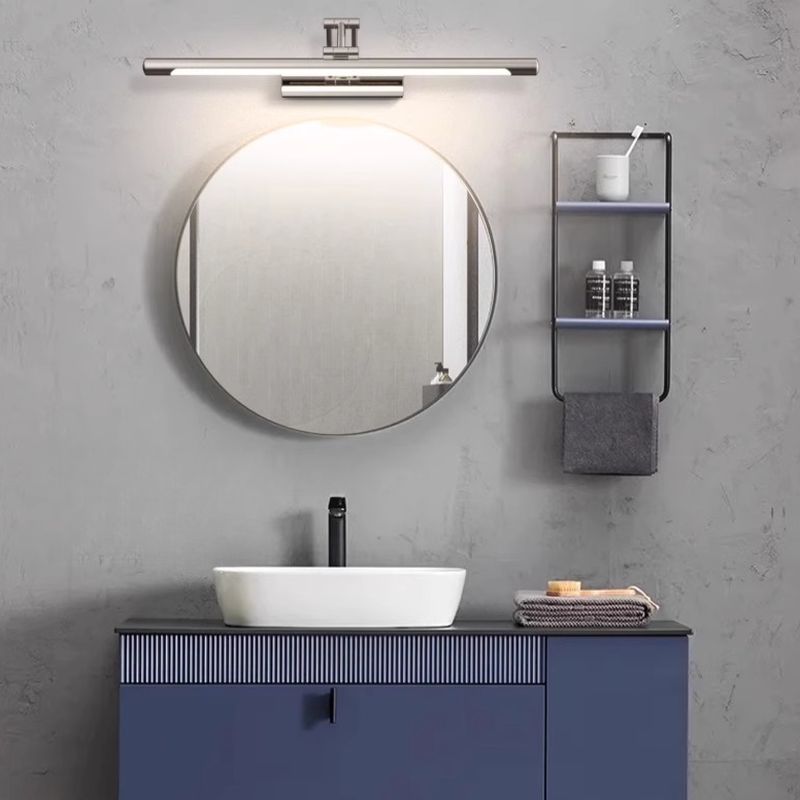 Modern Simple Style 1 Light Bathroom Vanity Light with Directed Downward Chalk Shade, Cylindrical Container Plexiglass Fixture, Hardwired, 220V-240V, 31.5"-Fnaisn